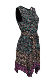 Current Boutique-Rebecca Taylor - Black w/ Multicolor Floral Print Sleeveless Dress Sz L