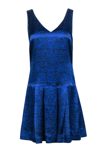 Current Boutique-Rebecca Taylor - Blue & Black Snake Skin Print Silk Dress Sz 0