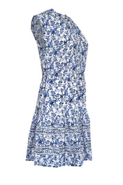 Current Boutique-Rebecca Taylor - Blue & White Floral Print Cap Sleeve Dress Sz 2