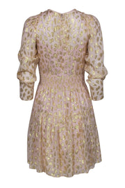 Current Boutique-Rebecca Taylor - Blush Pink Dress w/ Gold Metallic Leopard Print Sz 2