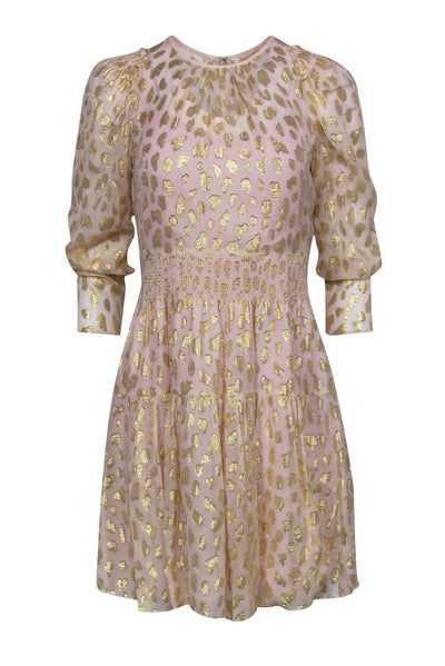Current Boutique-Rebecca Taylor - Blush Pink Dress w/ Gold Metallic Leopard Print Sz 2