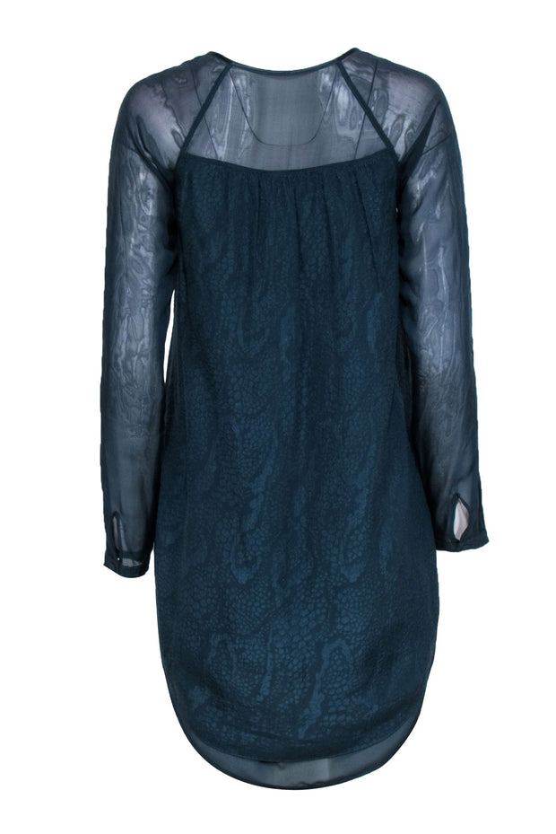 Current Boutique-Rebecca Taylor - Dark Teal Silk Zipper Front Dress Sz 4
