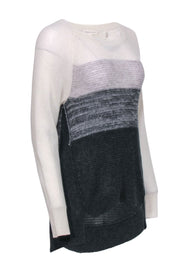 Current Boutique-Rebecca Taylor - Grey & Cream Ombre Knit Sweater Sz L