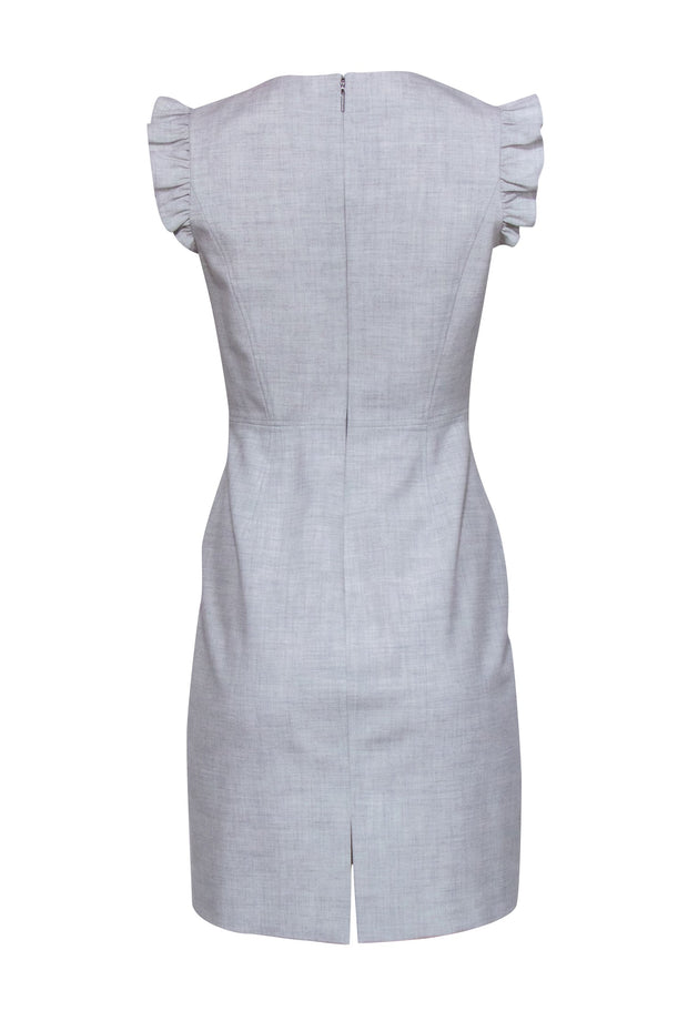 Current Boutique-Rebecca Taylor - Grey Tailored Mid Length Dress w/ Ruffled Cap Sleeves Sz 2