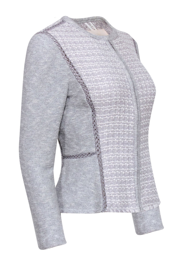 Current Boutique-Rebecca Taylor - Grey & White Tweed Detail Zipper Front Jacket Sz 6