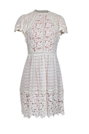 Current Boutique-Rebecca Taylor - Ivory Lace Dress w/ Beige Lining Sz 4