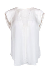 Current Boutique-Rebecca Taylor - Ivory Silk Cap Sleeve Blouse Sz 12