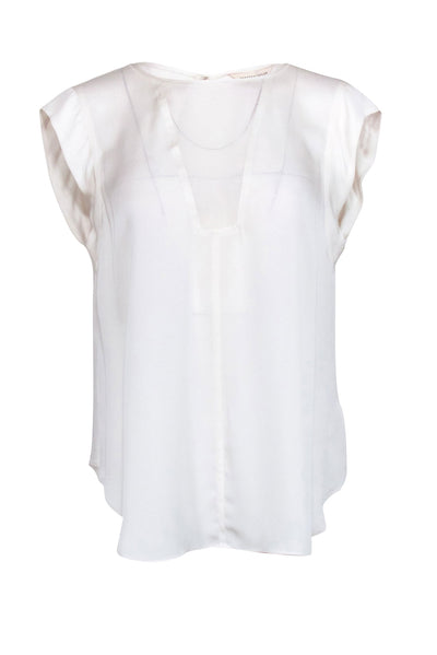 Current Boutique-Rebecca Taylor - Ivory Silk Cap Sleeve Blouse Sz 12