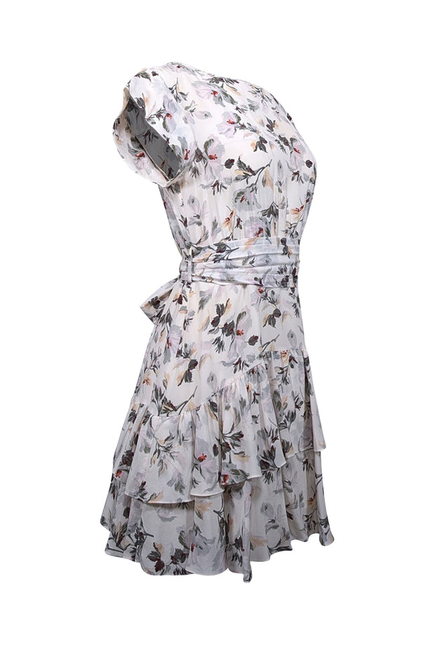 Current Boutique-Rebecca Taylor - Ivory w/ Pastel Lavender, Orange, & Green Floral Print Dress Sz 6