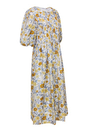 Current Boutique-Rebecca Taylor - Ivory w/ Yellow & Blue Floral Print Maxi Dress Sz XL