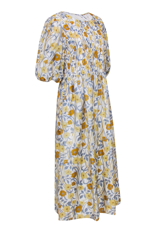 Current Boutique-Rebecca Taylor - Ivory w/ Yellow & Blue Floral Print Maxi Dress Sz XL