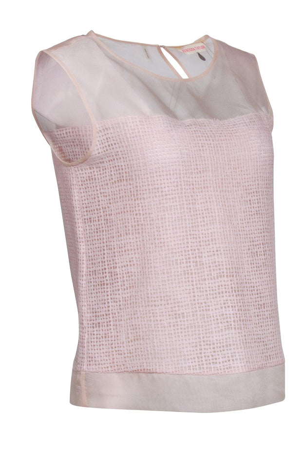 Current Boutique-Rebecca Taylor - Light Pink Silk Organza Sleeveless Blouse Sz 4