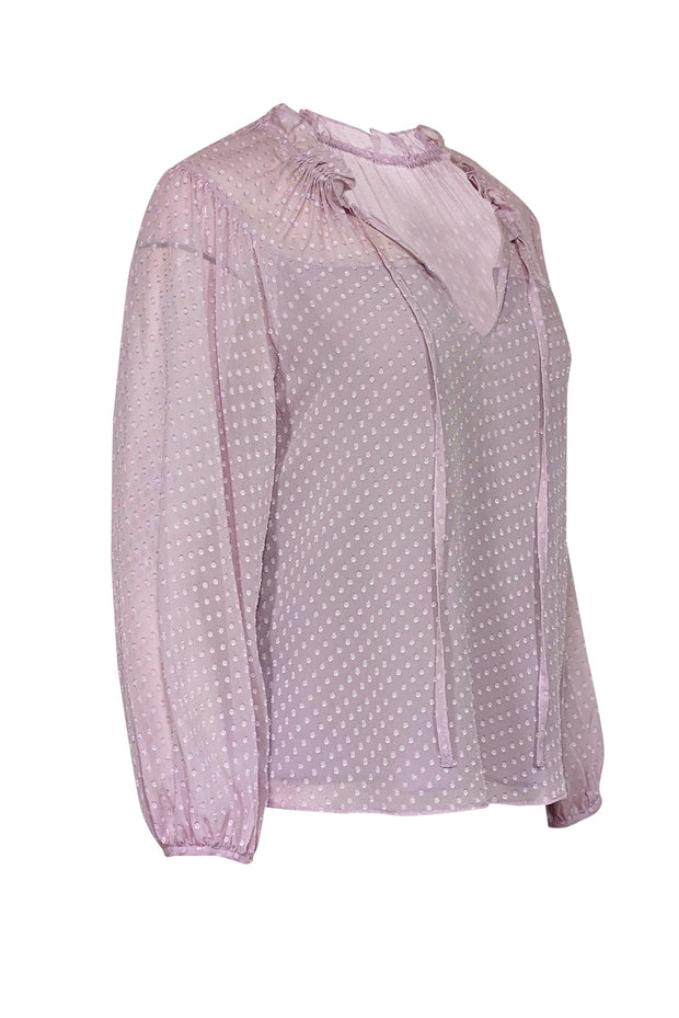 Current Boutique-Rebecca Taylor - Lilac Clip Dot Silk Blend Chiffon Blouse Sz 2