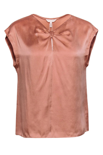 Current Boutique-Rebecca Taylor - Mauve Pink Silk Key Hole Sleeveless Blouse Sz S