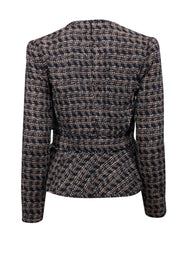 Current Boutique-Rebecca Taylor - Navy & Blush Tweed Peplum Jacket Sz 4