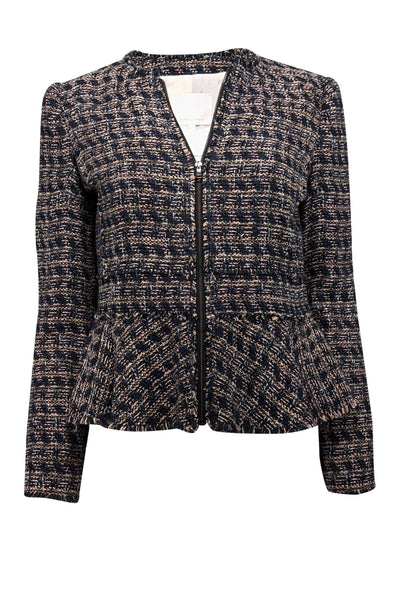 Current Boutique-Rebecca Taylor - Navy & Blush Tweed Peplum Jacket Sz 4