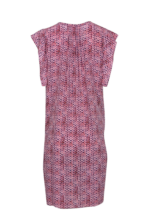 Current Boutique-Rebecca Taylor - Pink & Blue Print Sleeveless Silk Dress Sz 6