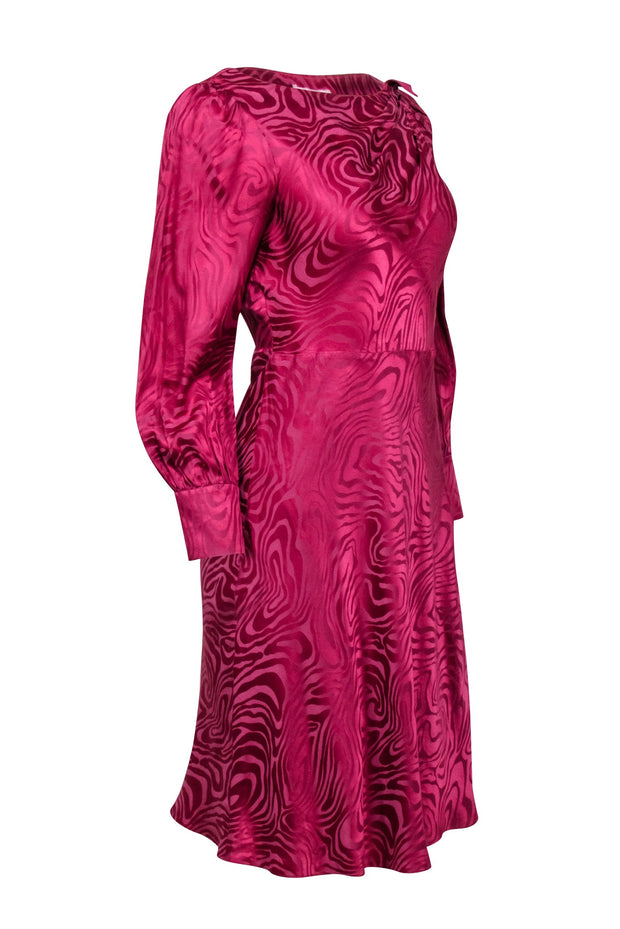 Current Boutique-Rebecca Taylor - Pink Swirl Print Silk Blend A-Line Dress Sz 4