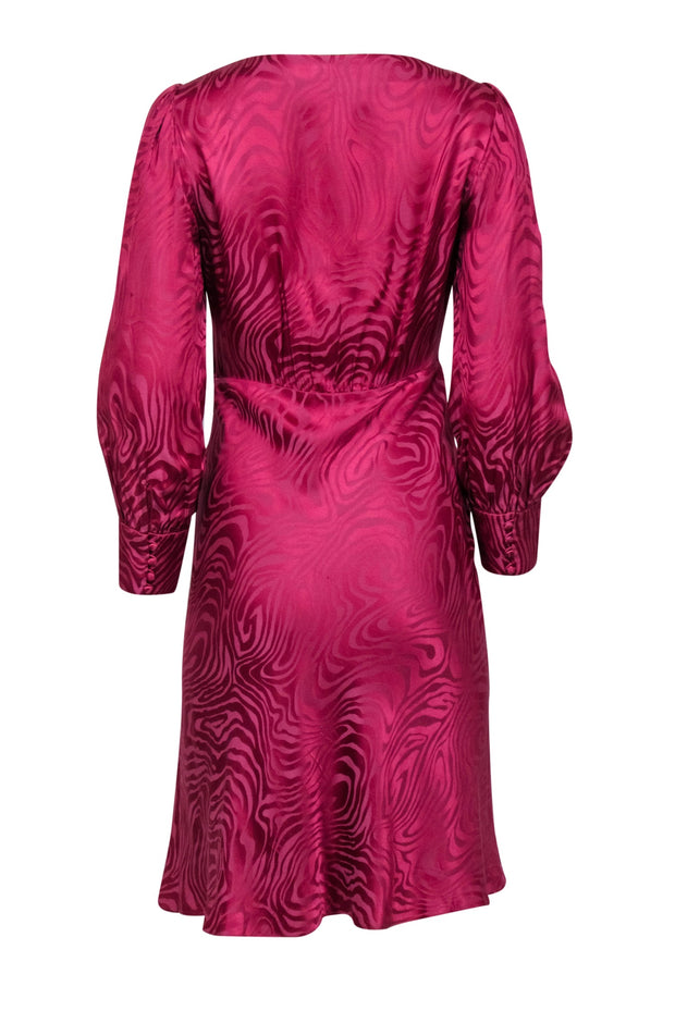 Current Boutique-Rebecca Taylor - Pink Swirl Print Silk Blend A-Line Dress Sz 4