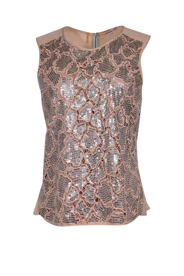 Current Boutique-Rebecca Taylor - Pink w/ Silver Sequins Sleeveless Top Sz 8