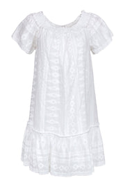 Current Boutique-Rebecca Taylor - White Embroidered Short Sleeve Off The Shoulder Dress Sz 6