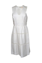 Current Boutique-Rebecca Taylor - White Sleeveless Jacquard V-Neckline Dress Sz 8