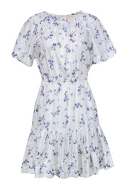 Current Boutique-Rebecca Taylor - White w/ Blue Ditsy Floral Print Dress Sz 2