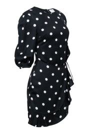 Current Boutique-Rebecca Vallance - Black & White Polka Dot Print Mini Dress w/ Lace Trim Sz 2