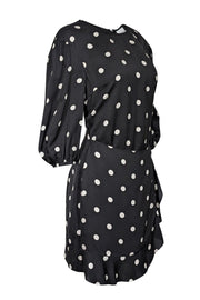 Current Boutique-Rebecca Vallance - Black & White Polka Dot Print Mini Dress w/ Lace Trim Sz 8