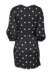 Current Boutique-Rebecca Vallance - Black & White Polka Dot Print Mini Dress w/ Lace Trim Sz 8