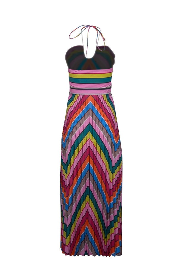 Current Boutique-Rebecca Vallance - Rainbow Striped Halter Midi Dress Sz 4