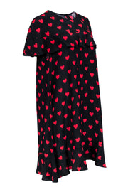 Current Boutique-Red Valentino - Black & Red Silk Heart Cap Sleeve Dress Sz 12