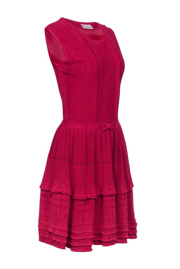 Current Boutique-Red Valentino - Dark Pink Sleeveless Tiered Dress Sz M