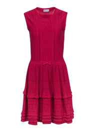 Current Boutique-Red Valentino - Dark Pink Sleeveless Tiered Dress Sz M