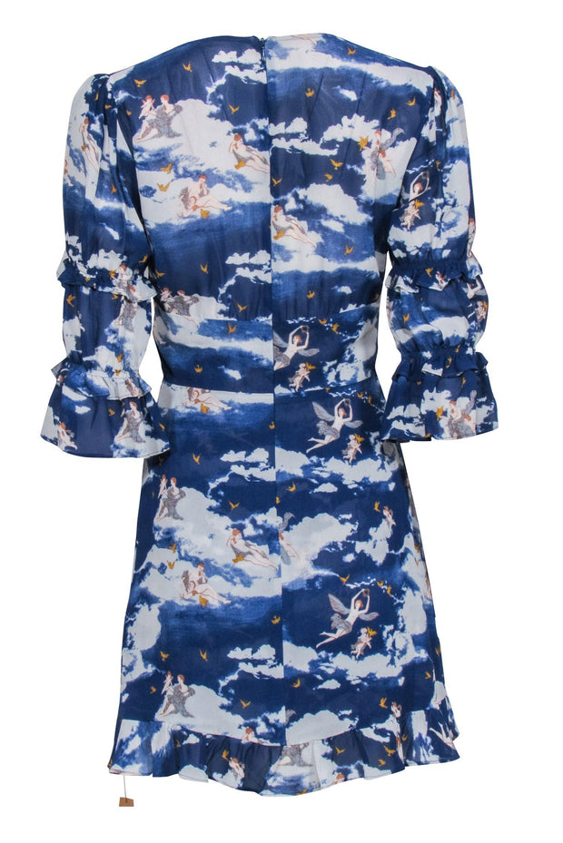 Current Boutique-Reformation - Blue Angel Print V-Neckline Dress Sz 4