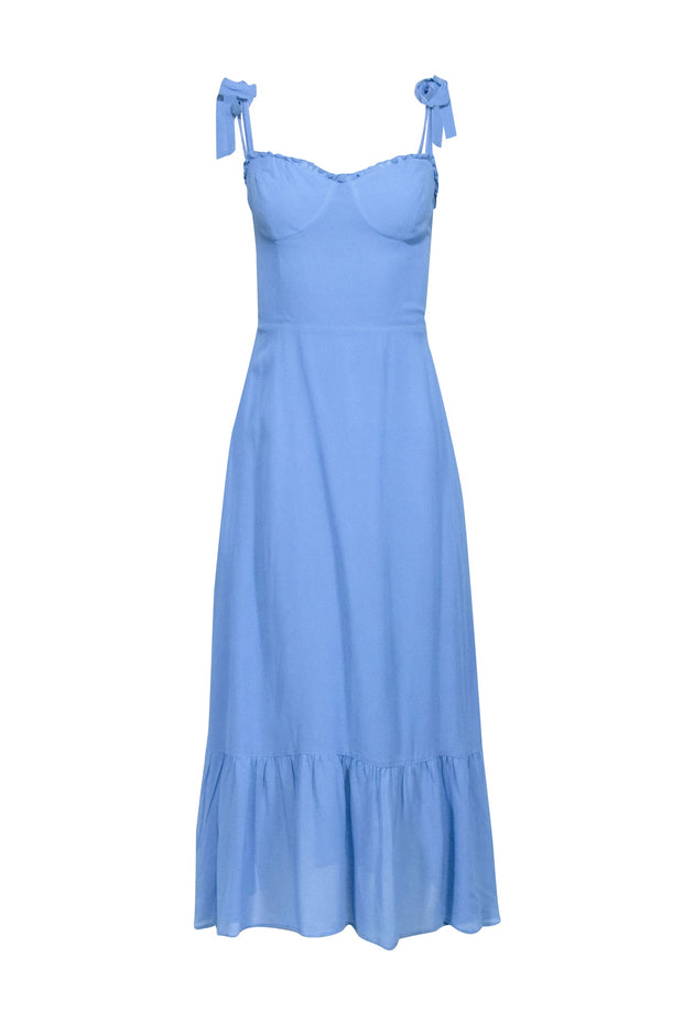 Current Boutique-Reformation - Blue Tie-Shoulder Midi Dress Sz 6