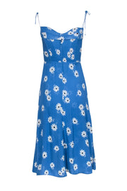 Current Boutique-Reformation - Blue & White Floral Print Slip Dress w/ Front Slit Sz 6