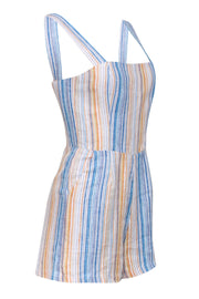 Current Boutique-Reformation - Blue, White, Orange, & Beige Striped Sleeveless Romper Sz 4