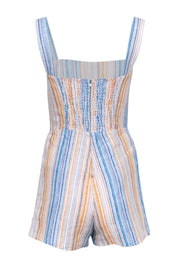 Current Boutique-Reformation - Blue, White, Orange, & Beige Striped Sleeveless Romper Sz 4