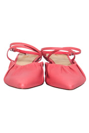 Current Boutique-Reformation - Coral Pink Leather Pointed Toe Kitten Strappy Heels Sz 7.5