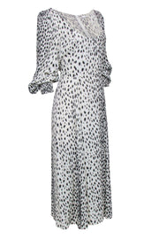 Current Boutique-Reformation - Cream w/ Black Spotted Print Long Sleeve Maxi Dress Sz 12