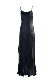 Current Boutique-Reformation - Dark Grey Velvet Dress w/ Ruffled Asymmetrical Hem Sz M