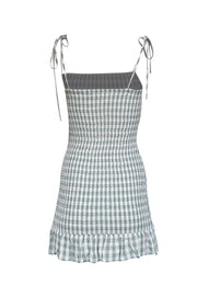 Current Boutique-Reformation - Green & White Gingham Smocked Dress Sz XS