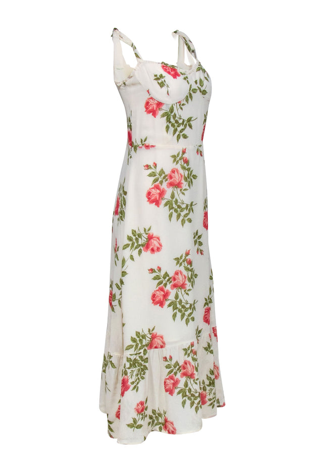 Current Boutique-Reformation - Ivory w/ Rose & Ivy Print Sleeveless “Nikita” Dress Sz 10
