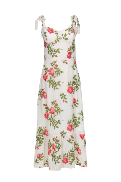 Current Boutique-Reformation - Ivory w/ Rose & Ivy Print Sleeveless “Nikita” Dress Sz 10