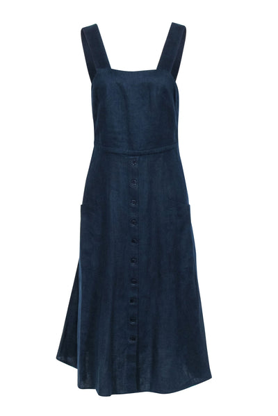 Current Boutique-Reformation - Navy Linen Sleeveless Dress Sz 4