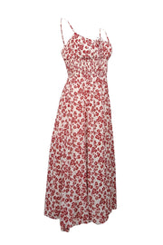 Current Boutique-Reformation - Off-White & Red Floral Print Sleeveless Midi Dress Sz 0