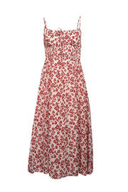 Current Boutique-Reformation - Off-White & Red Floral Print Sleeveless Midi Dress Sz 0