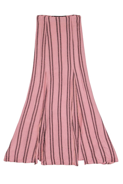 Current Boutique-Reformation - Rose Pink “M” Slit Skirt w/ Black Stripes Sz XS
