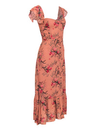 Current Boutique-Reformation -Rust Orange w/ Mauve & Red Floral Print Maxi Dress Sz 4